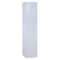 Armadietto 4 Ripiani 2 Porte Chiusura di Sicurezza Ufficio Garage Officina Acciaio Laminato a Freddo 38x46x180cm Grigio