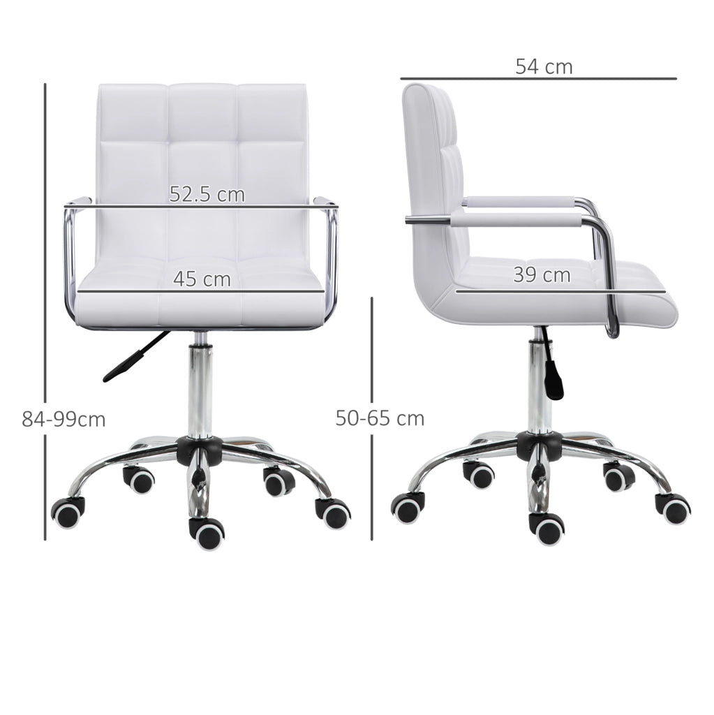 Sedia da ufficio girevole regolabile bianca in PVC
