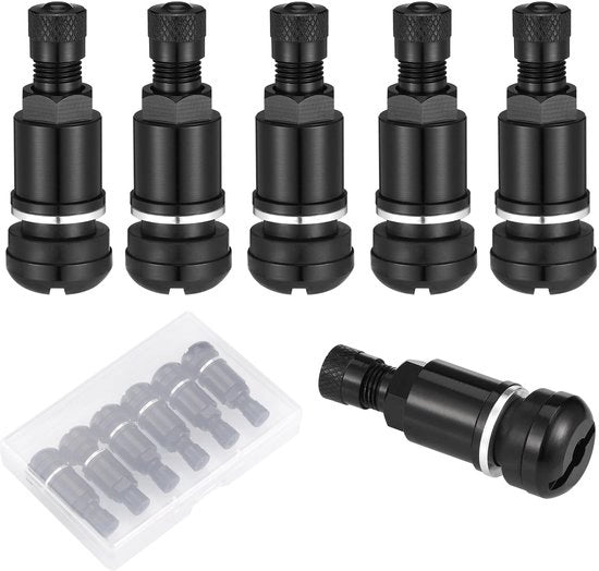 Ventiletti in Alluminio per Auto - 6 Unità - Totale Lunghezza 4,5 cm - Chiusura con Ventile in Acciaio - Resistenti ai Lacci - Coperchio con Ventile - Kern con Chiusura a Viti