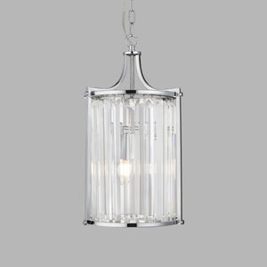 Lampadario Contemporaneo Victoria Acciaio Cromo Vetro 2 Luci E14