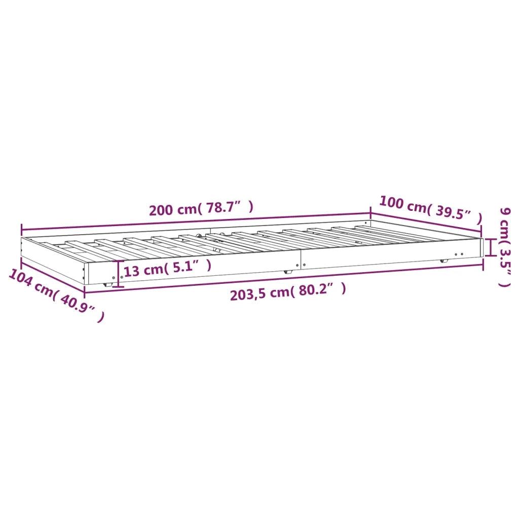 Giroletto senza Materasso-Struttura Letto 100x200 cm in Legno Massello di Pino 373999