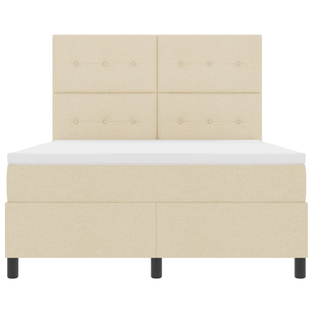 Letto con Rete a Molle con Materasso Beige 160x200 cm Tessuto