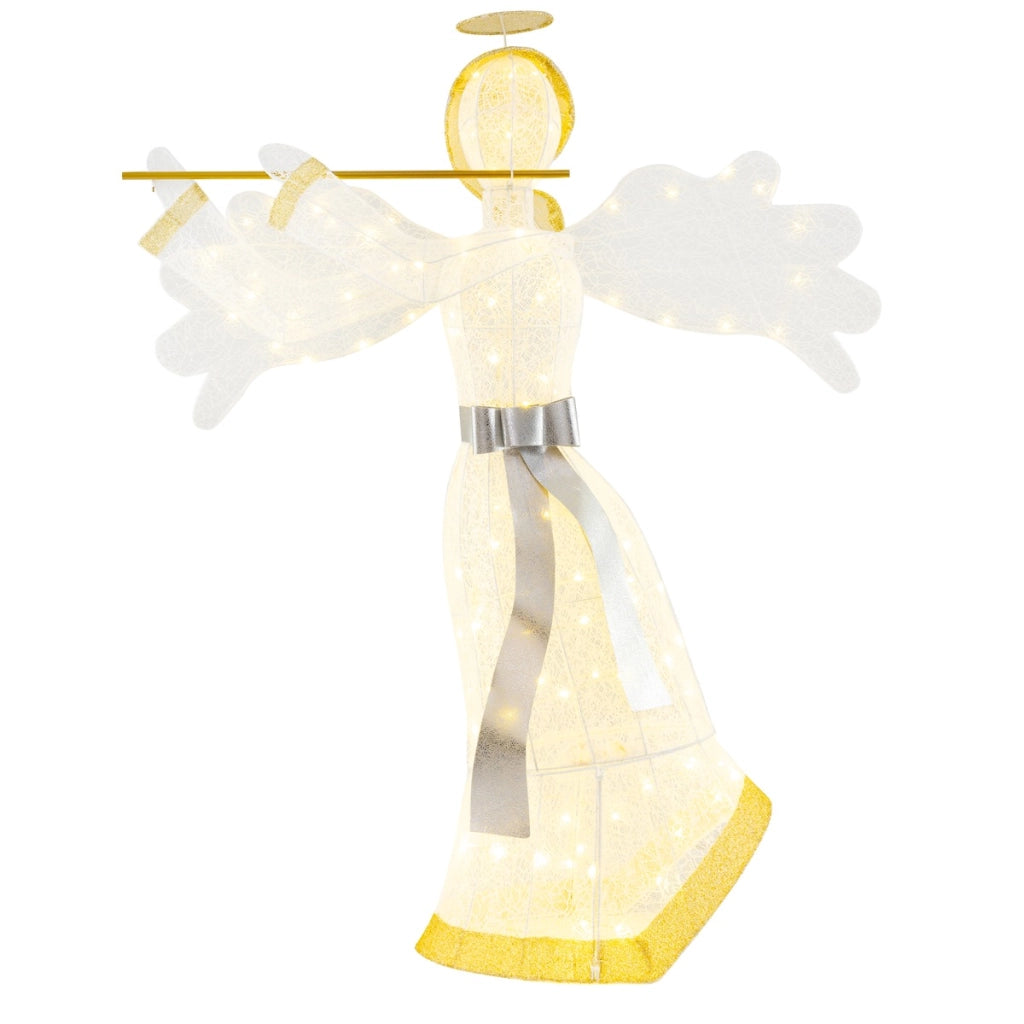 Decorazione natalizia angelo pre-luminoso, Decorazione natalizia artificiale con100 luci LED 4 picchetti da terra-Decorazioni natalizie