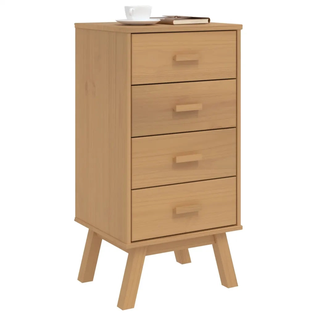 Comodino OLDEN Marrone in Legno Massello di Pino 358585