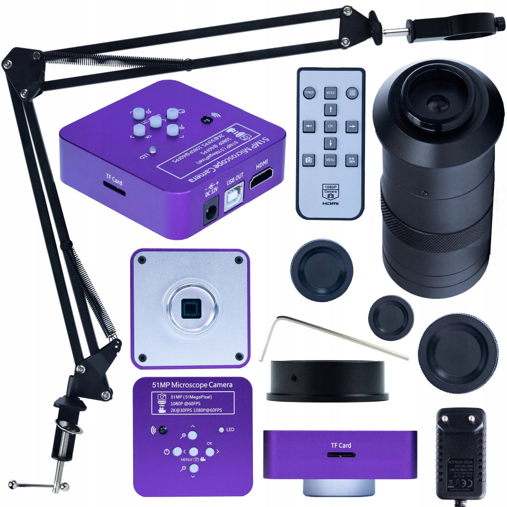 Set di Microscopio Digitale Puppis Pink PRO KMPPP-HDMI-USB 51MP – Qualità Immagine FullHD, Obiettivo 100x
