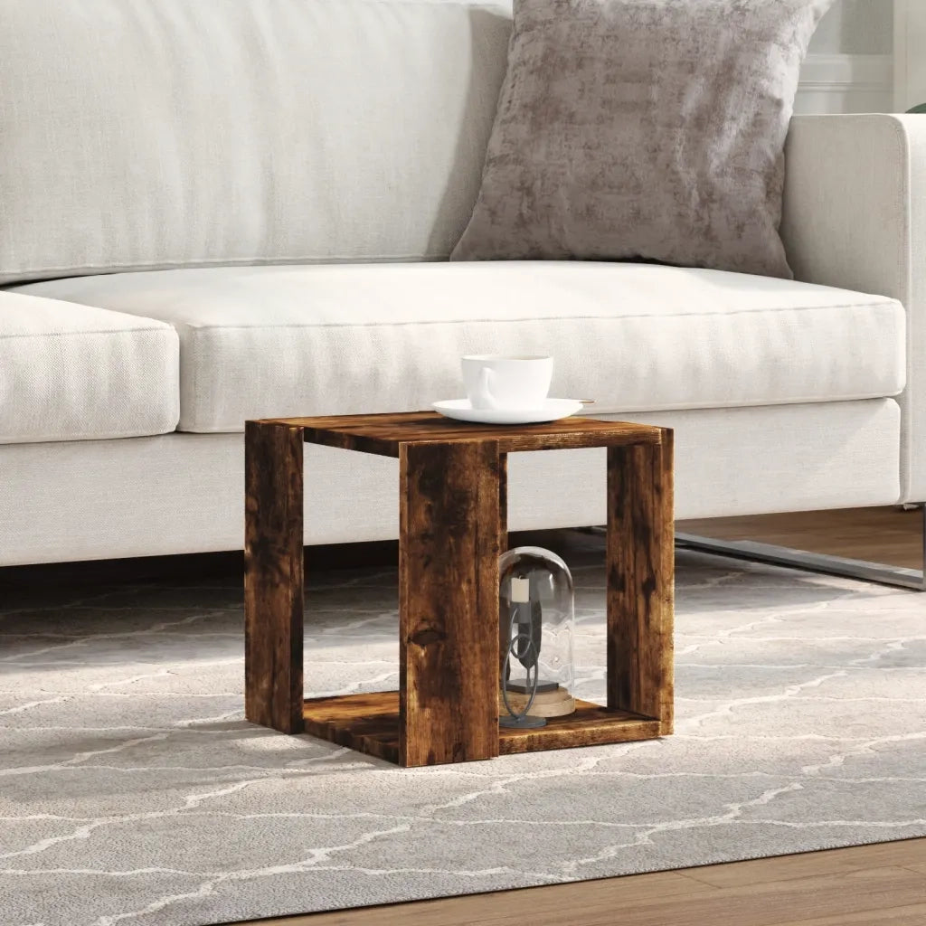 Tavolino da Salotto Rovere Fumo 32x32x30 cm Legno Multistrato