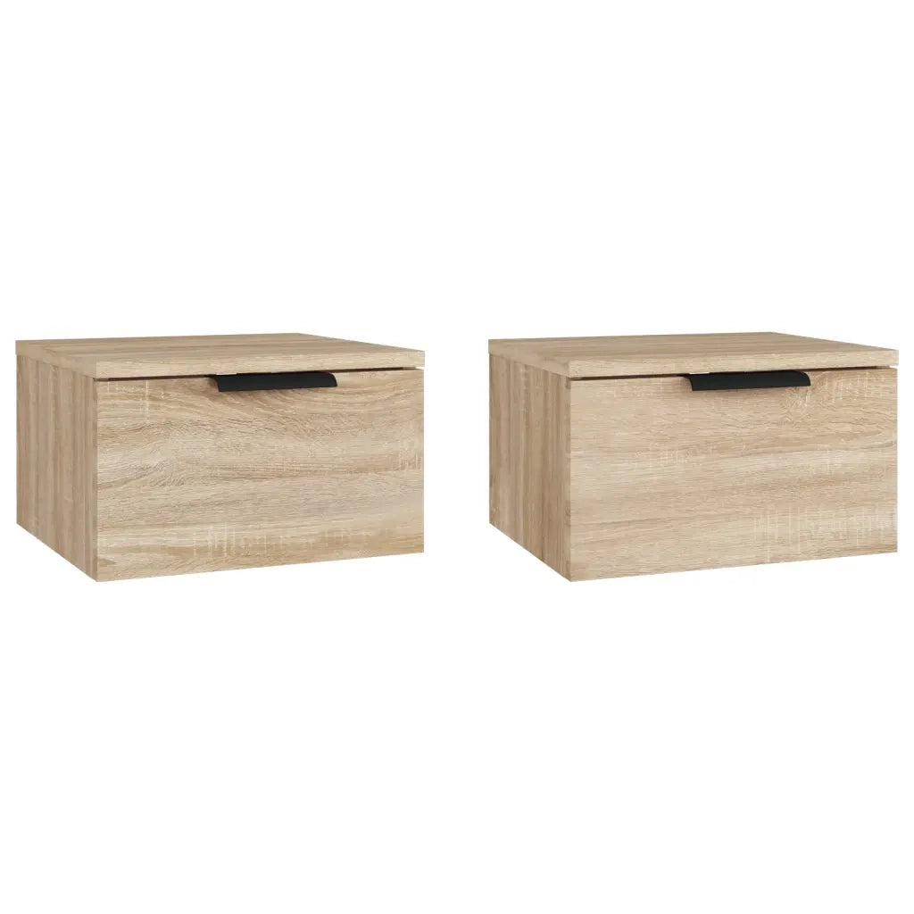 Comodini a Muro 2 pz-Set di 2 Tavolino da notte Rovere Sonoma 34x30x20 cm