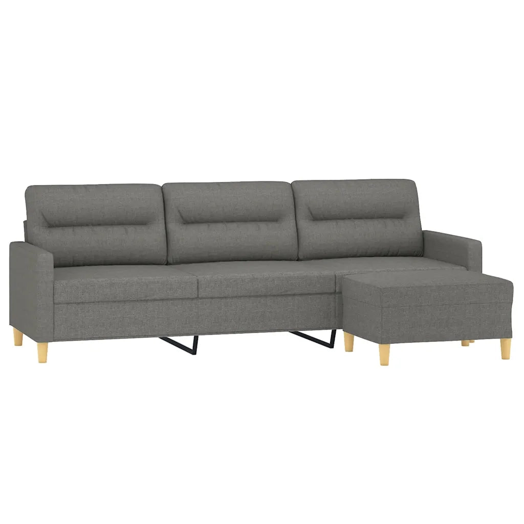 Divano a 3 Posti con Poggiapiedi Grigio Scuro 210cm in Tessuto cod mxl 13907