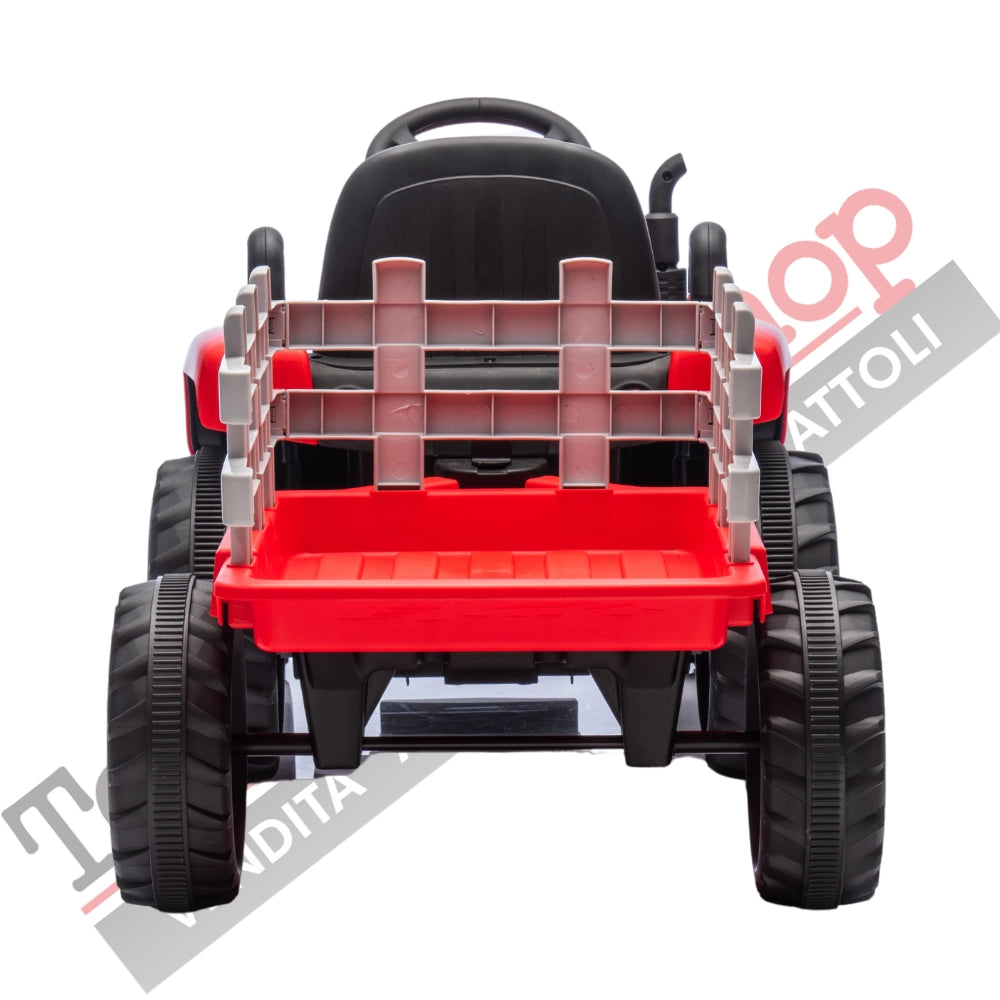 Tecnobike Shop - Trattore Elettrico Per Bambini  con Rimorchio 12V-Rosso