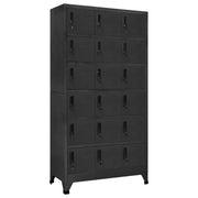 Armadietto da ufficio moderno 90 x 40 x 180 cm con 18 ante chiudibili a chiave in acciaio antracite 02_0047041