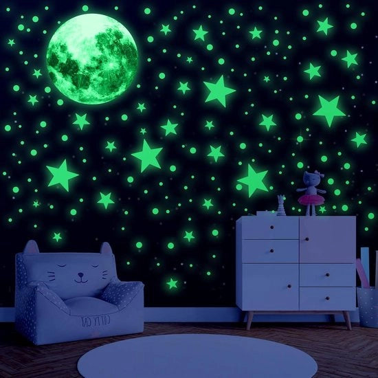 Sticker luminoso per bambini - 435 pezzi stelle accendenti - adesivi fluorescenti - luminescenti - verde