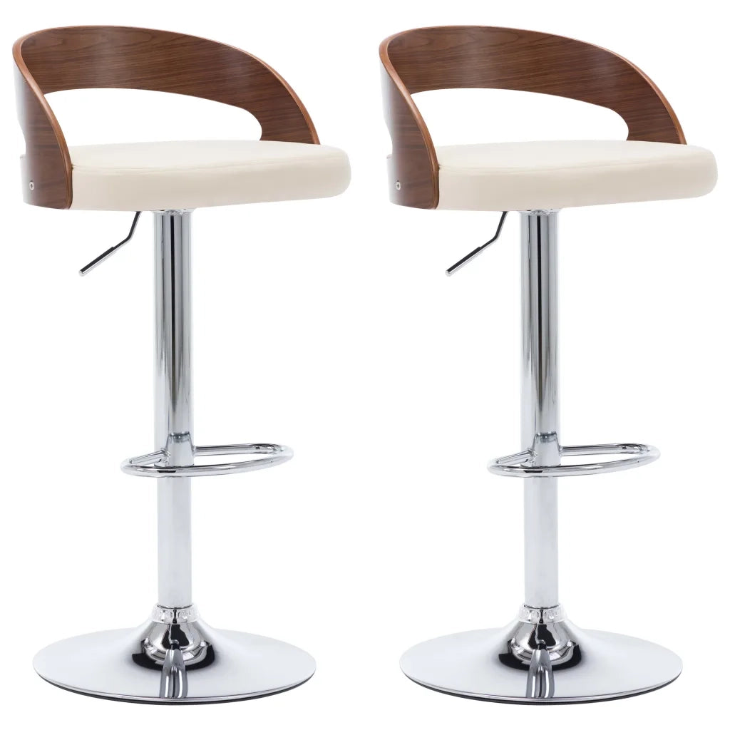 Sgabelli da Bar 2 pz Crema in Similpelle e Legno Curvato 283145