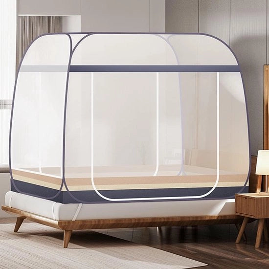Pannello di protezione anti-zanzare per viaggiatori con due porte - rete portatile - facile da installare - grigio - letto matrimoniale e letto singolo - esterno - 150x200x150cm
