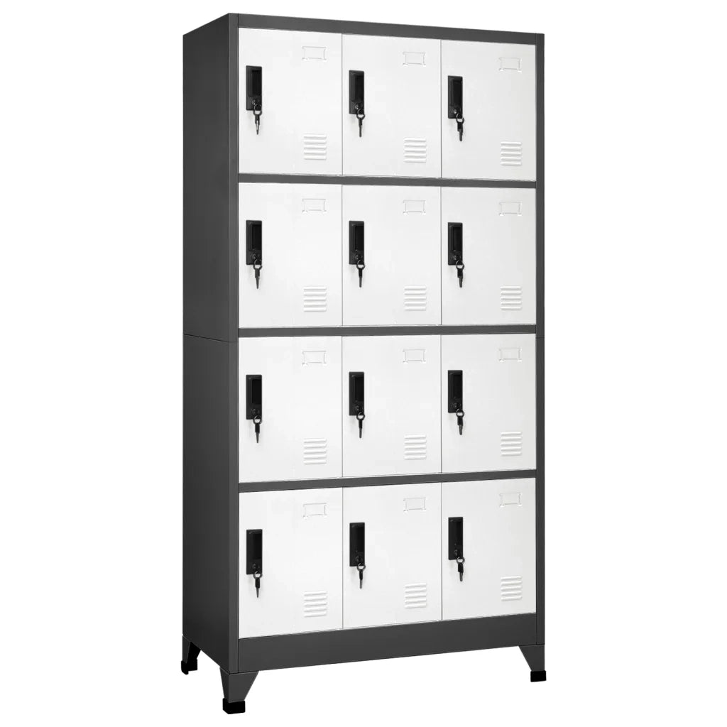 Armadietto da ufficio moderno 90 x 45 x 180 cm vano portaoggetti sicuro in acciaio antracite 02_0047027