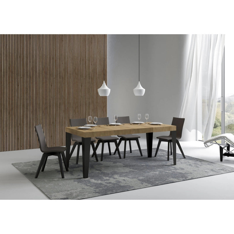 Tavolo allungabile 140/400x90 cm Flame Premium telaio Antracite - Quercia Natura