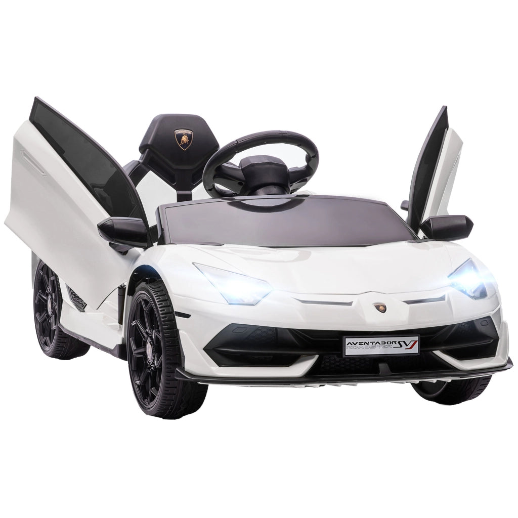 Auto per bambini Lamborghini Aventador ¨C zephmum ¨C Bianco con porte ad ala, musica e clacson