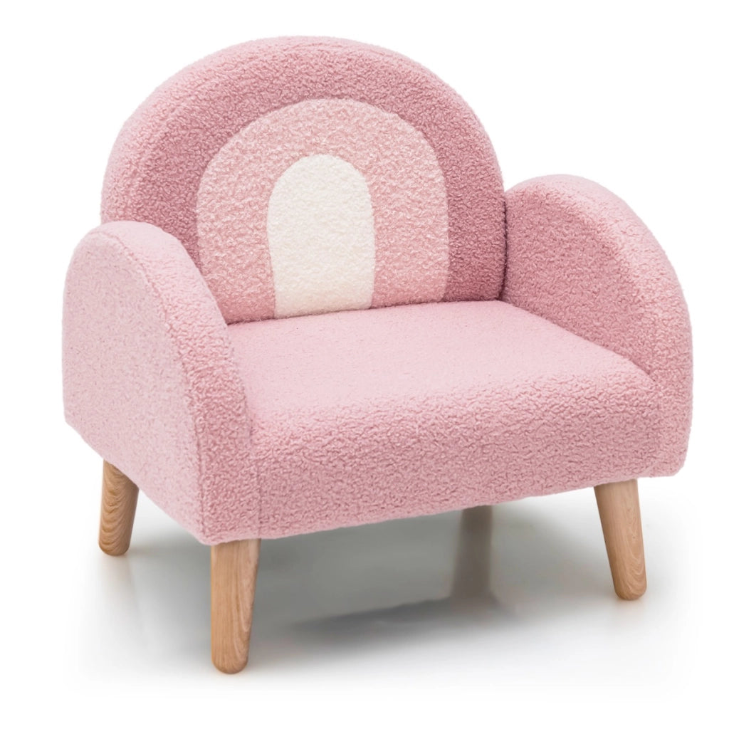 Divano bambini con tessuto morbido schiuma ad alta elasticit¨¤, Sedia imbottita con una capacit¨¤ di peso di 50kg Rosa-Divani per bimbi