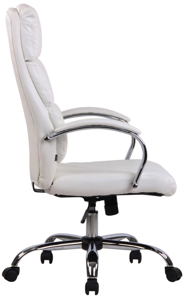 Sedia direzionale Bradford in similpelle o tessuto bianco,Finta pelle