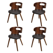 Sedie da Pranzo 4 pz Marroni in Legno Curvo e Similpelle cod mxl 39545