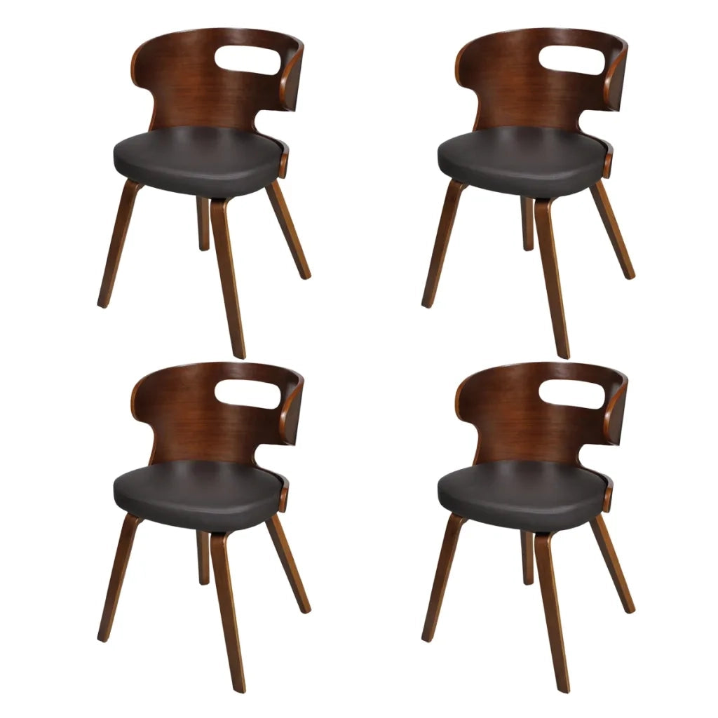 Sedie da Pranzo 4 pz Marroni in Legno Curvo e Similpelle cod mxl 39545