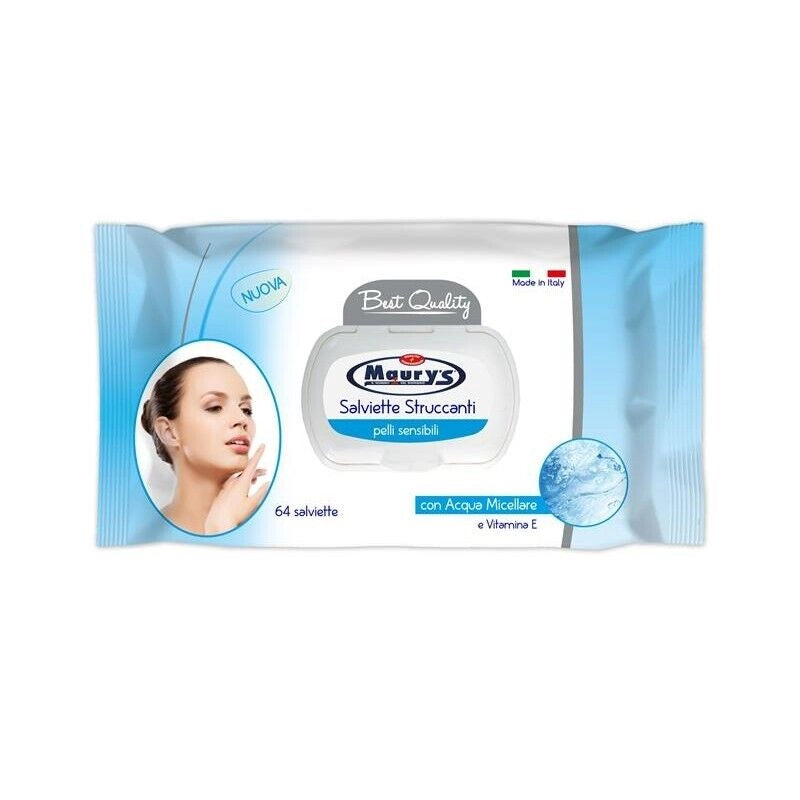 MAURY'S SALVIETTE DETERGENTI UMIDIFICATE STRUCCANTI 3IN1 64PZ PELLI SENSIBILI