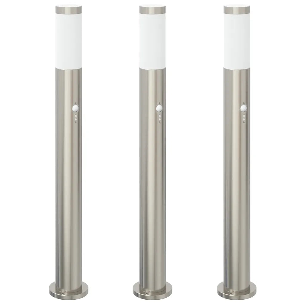 Lampioni a dissuasore con sensore 3 pz 80 cm Acciaio Inox IP44 4006008