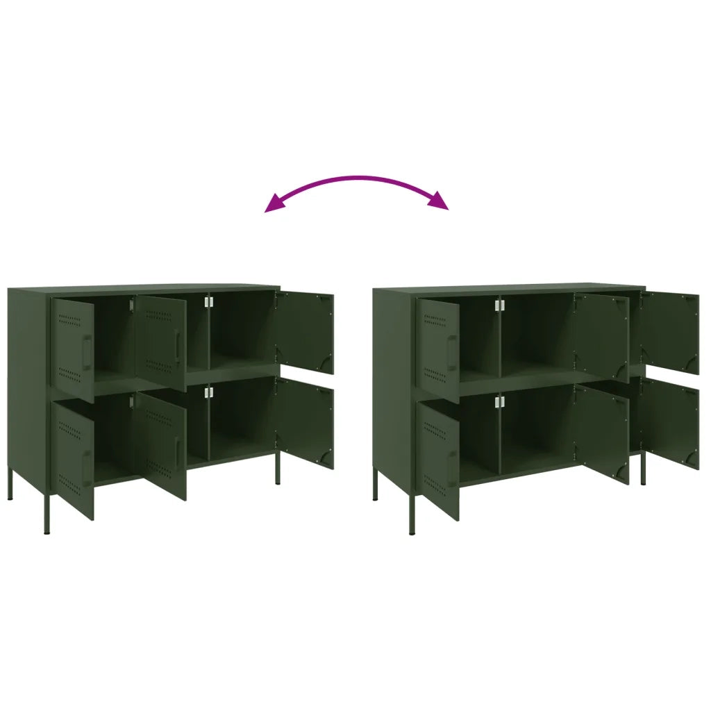 Credenza Verde Oliva 100,5x39x79 cm in Acciaio