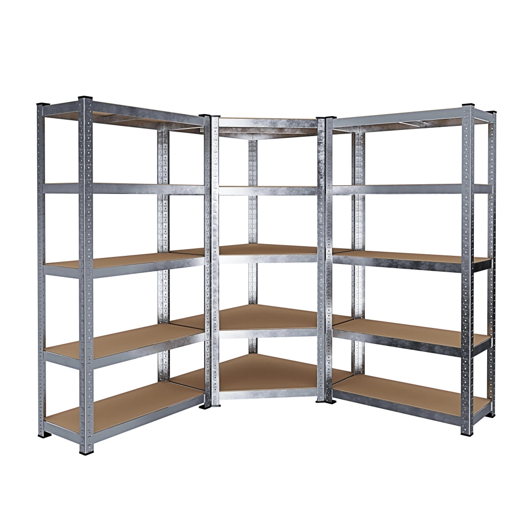 Scaffale Angolare In Metallo E MDF Ad Alta Portata Fino A 875 Kg Con 5 Ripiani Regolabili Per Garage Officina Cantina Capannone Magazzino Design Modulare 180 X 90 X 40 Cm