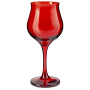 Trade Shop - Set 6 Calici Vino Rosso 37 cl Forma Tulipano Vetro Rosso Festivo Per Brindisi Natale -