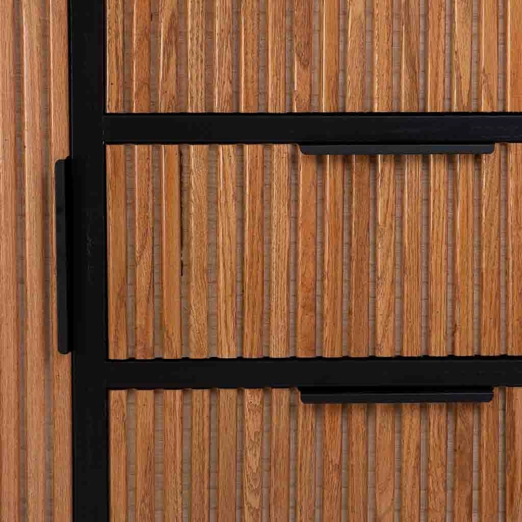 Credenza con 3 cassetti e 2 ante in legno e metallo 120x40,5x81h cm