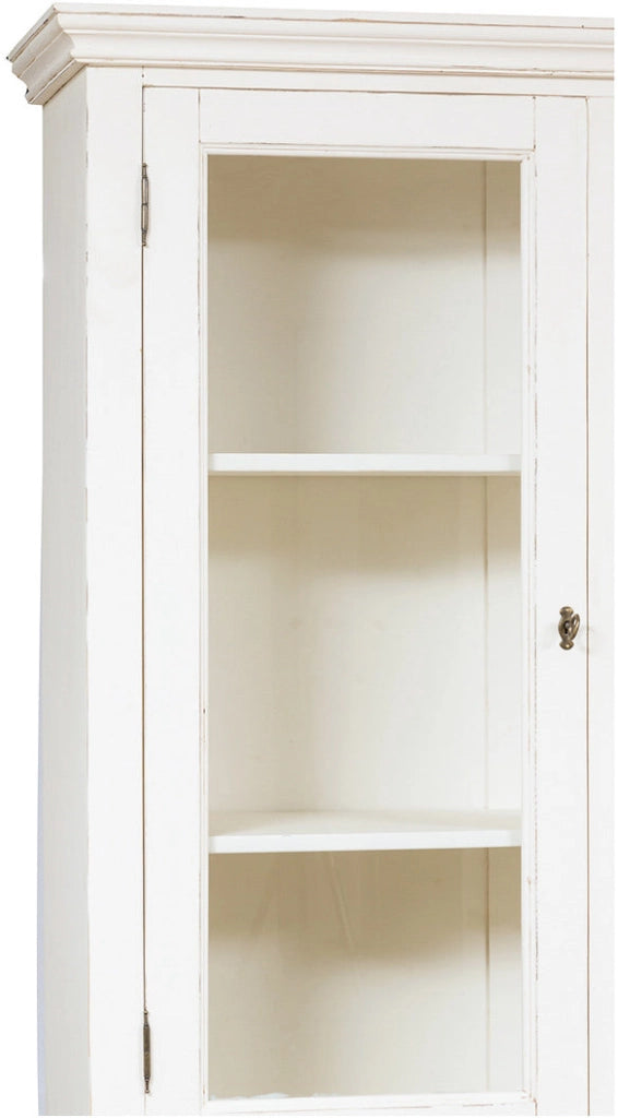 Biscottini Libreria Country in legno massello di tiglio finitura bianca anticata L230xPR50xH226 cm. Made in Italy