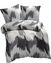 Set di letto in microfibra Lex 135x200 composto da 2 pezzi - asciugatura facile con cerniera - conforme a Oekotex 100 - coperta da letto con cuscino in tessuto 135 x 200 + 80 x 80 cm - grigio nero