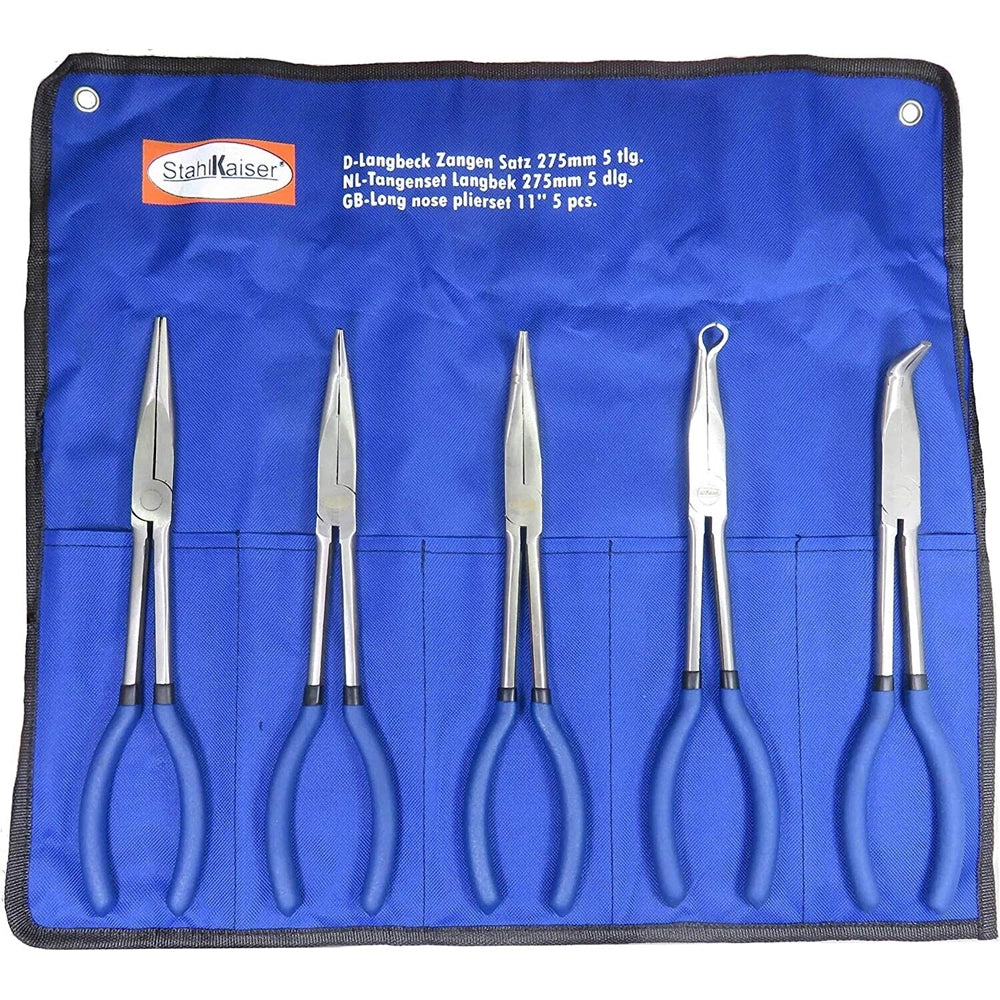 SET 5pz PINZE EXTRA LUNGHE 275mm PUNTE DRITTA PIEGATA MECCANICO STAHLK ...