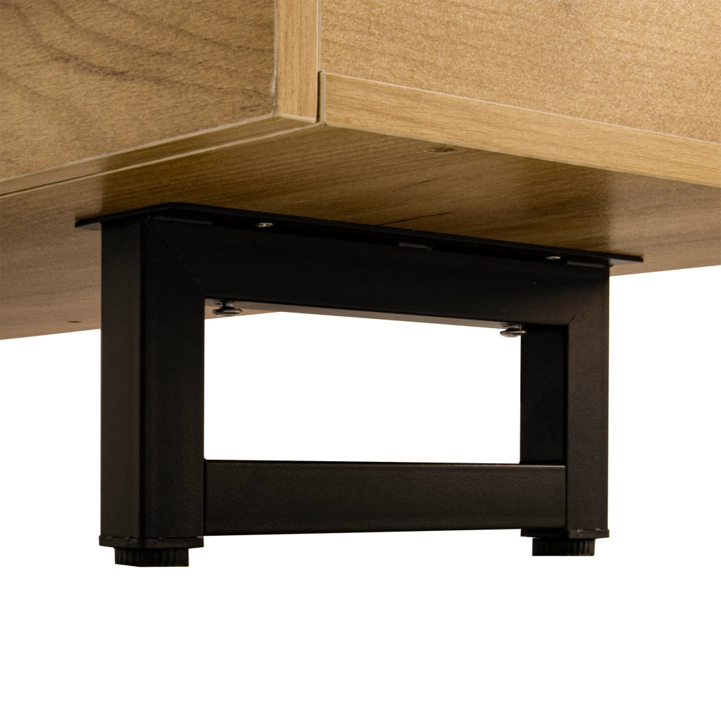 Mobile porta TV con ante curve e vani aperti in MDF e pannello truciolare naturale 191 × 38 × 46,5 cm