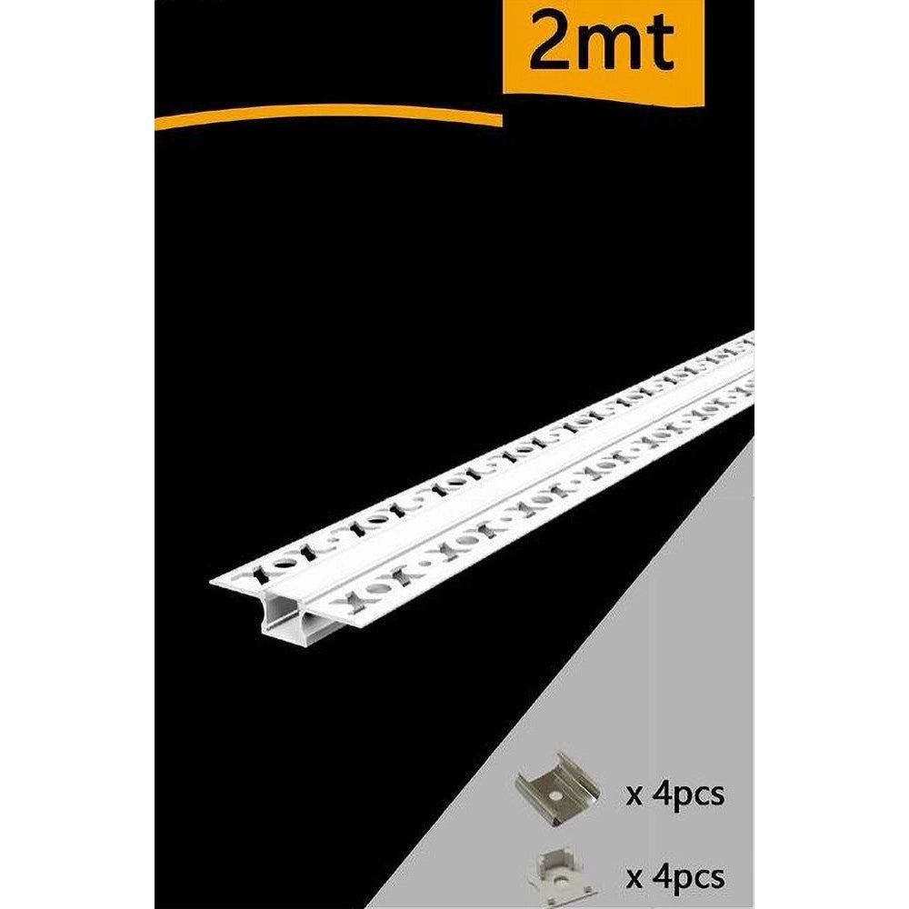 Trade Shop - Profilo Ad Incasso Per Cartongesso Alluminio 2 Mt Con Copertura Opaca Al-18 -