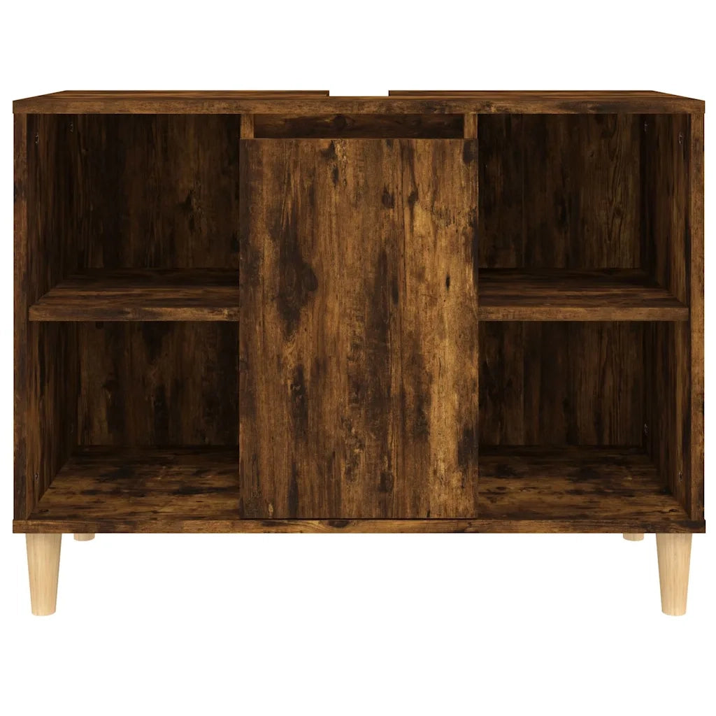 Mobile Lavabo-Armadietto da bagno Rovere Fumo 80x33x60 cm in Legno Multistrato 993718
