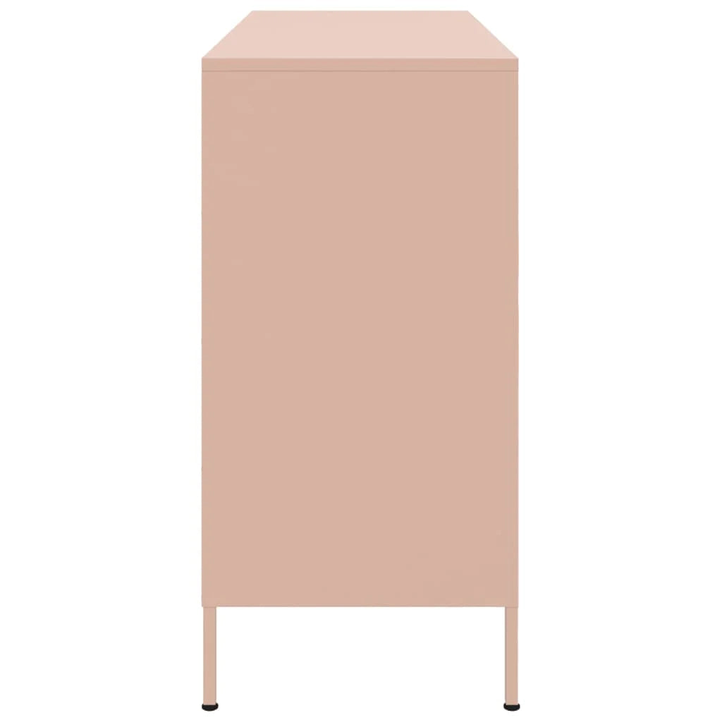 Credenza buffet cassettiera mobile contenitore organizer cucina soggiorno soggiorno 100,5 x 39 x 79 cm acciaio Rosa 02_0036196