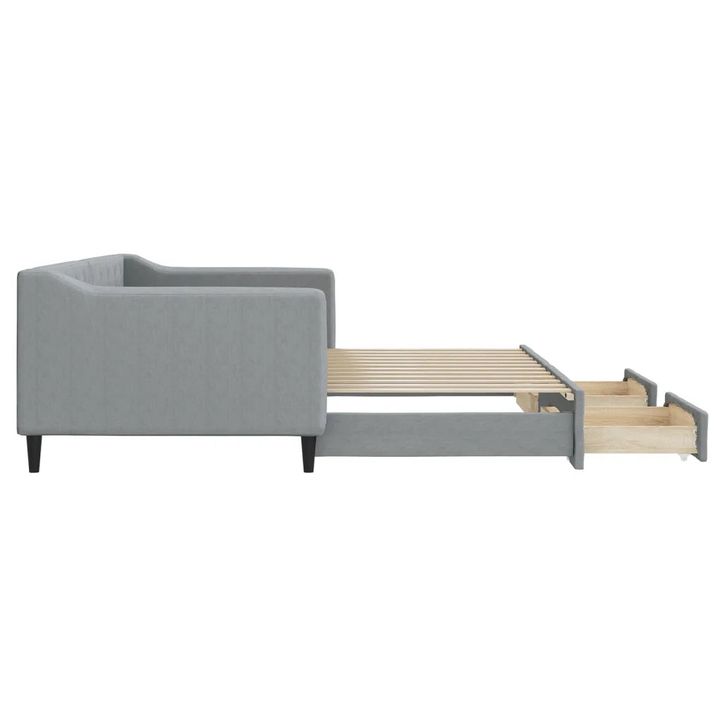 Divano Letto Estraibile Cassetti Grigio Chiaro 90x200cm Tessuto