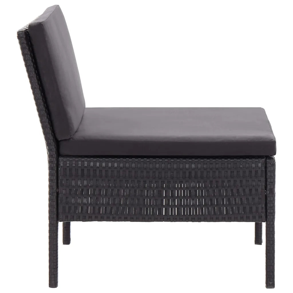 Set Divani da Giardino 3 pz con Cuscini in Polyrattan Nero cod mxl 35751