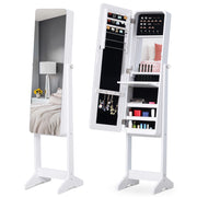 Armadio Portagioie con Specchio e Illuminazione LED ¨C Zephmum ¨C Legno Bianco 30x146x36 cm