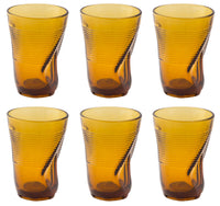 Set 6 Bicchieri Accartocciati 34 cl Ø8 cm in Vetro Pressato Kaleidos Ambra