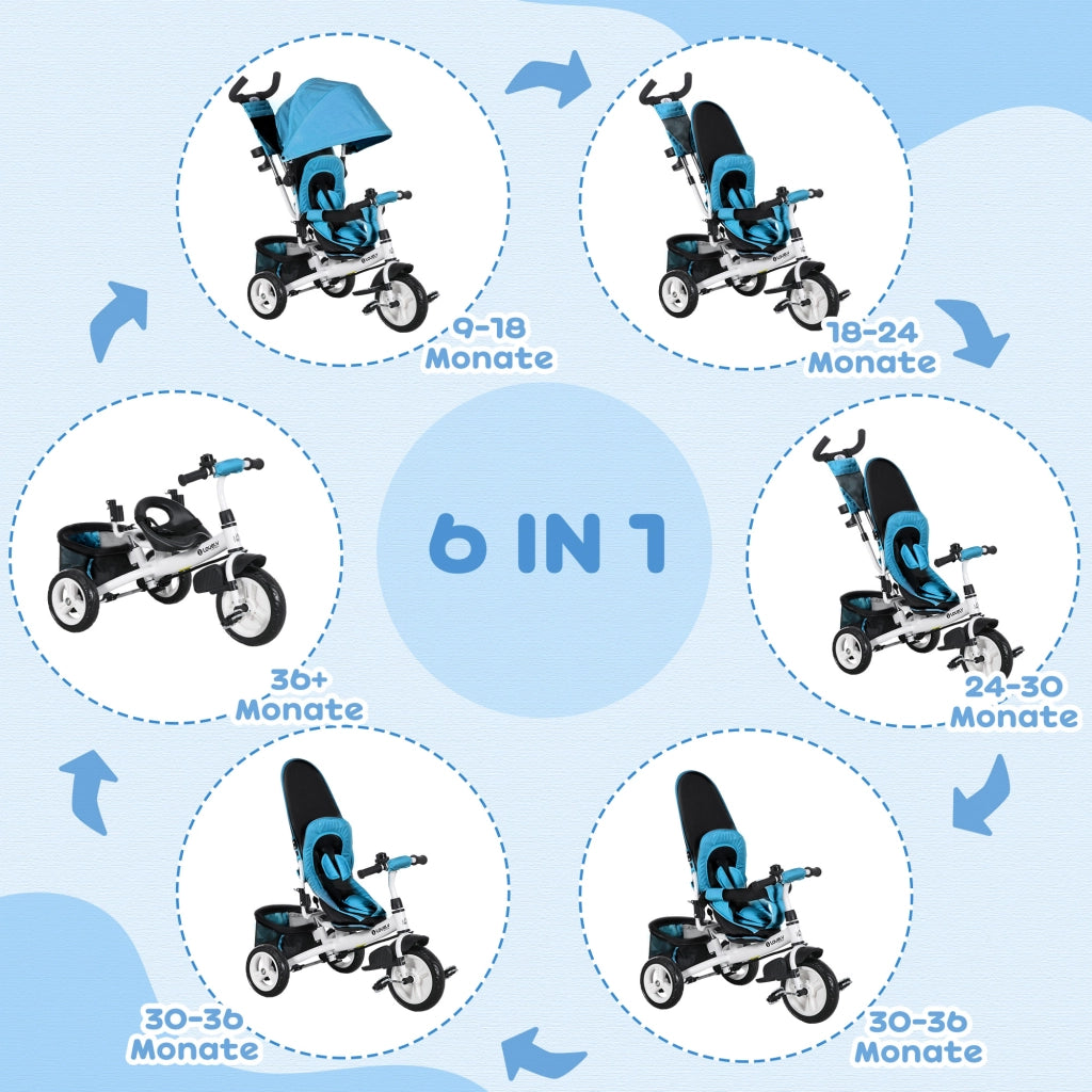 Triciclo per bambini ¨C Xylo ¨C metallo blu con cestino e portabicchiere
