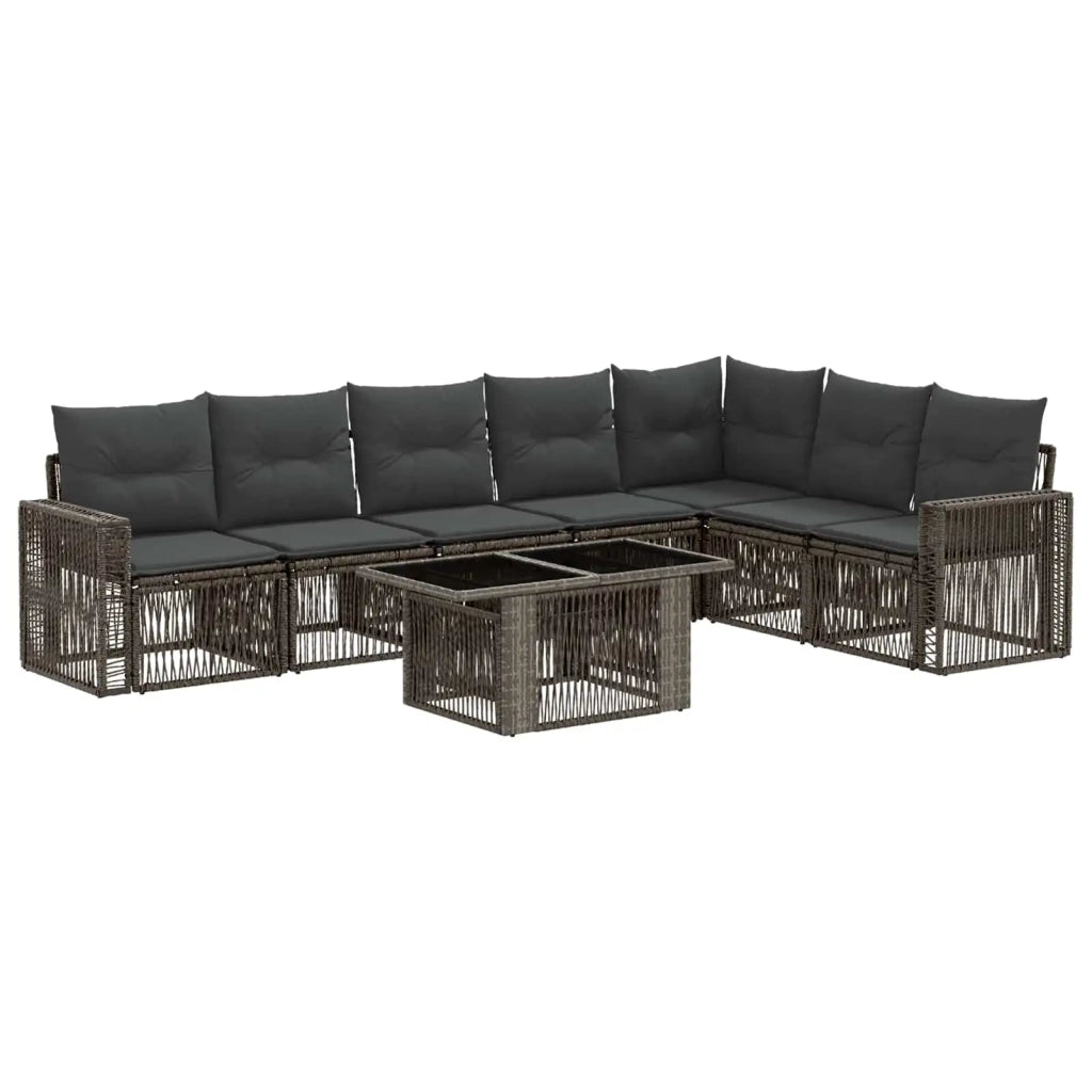 Set Divano da Giardino 8 pz Grigio e Grigio Scuro polyrattan 3436796