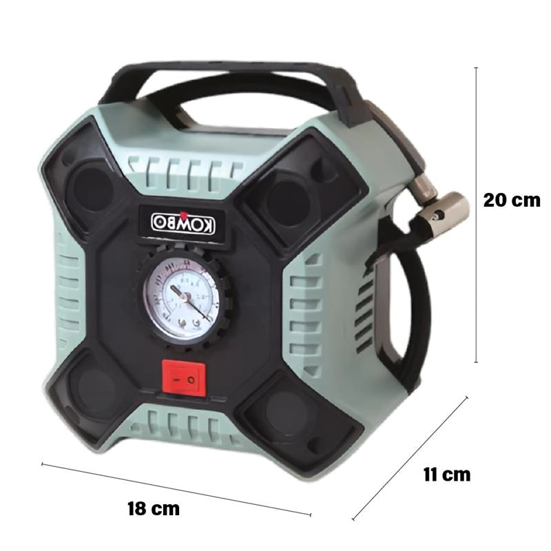 COMPRESSORE ELETTRICO PORTATILE  DA 12V CON 3 ADATTATORI E CAVO DA 3 MT PRESSIONE MAX: 160PSI/11BAR  OKP