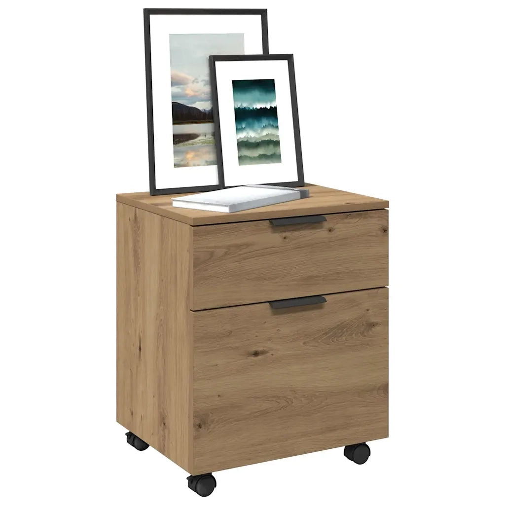 Schedario con Ruote Rovere 45x38x54 cm Legno Multistrato 856950