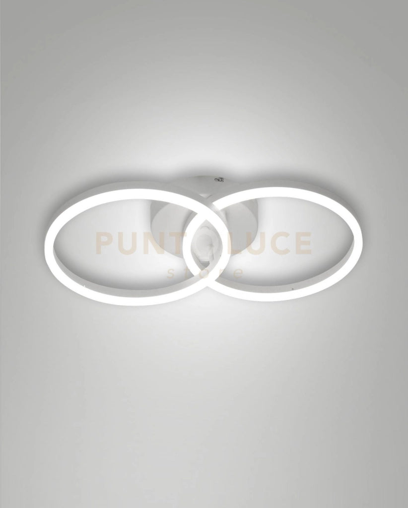 GIOTTO APPLIQUE BIANCA D.30+D.30cm 2 LUCI A LED 3000K - 36W - 3780 lm DIMMERABILE C/ACCES. SMART