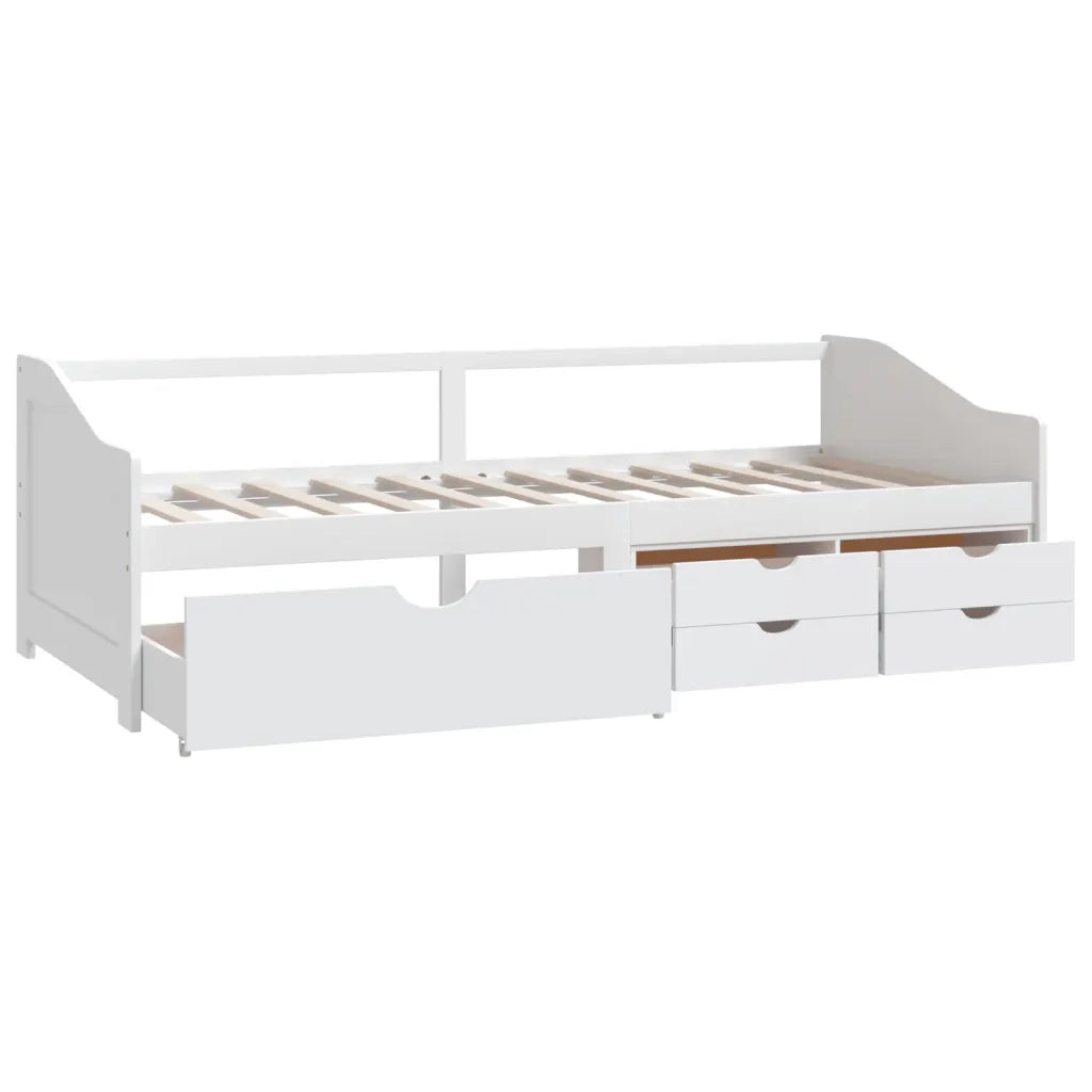 Divano Letto 3 Posti con Cassetti Bianco Pino Massello 90x200cm