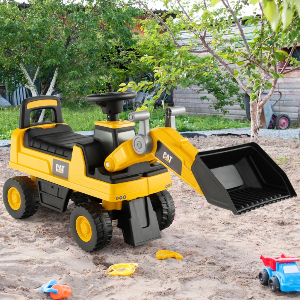 Escavatore per bambini con benna regolabile clacson pneumatici antiscivolo, Auto giocattolo da costruzione Giallo-Macchinine giocattoli