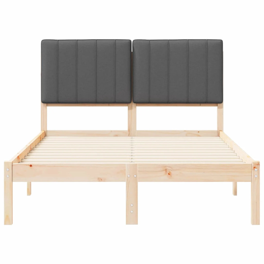 Letto con Testiera Rivestita Grigio Naturale e Scuro