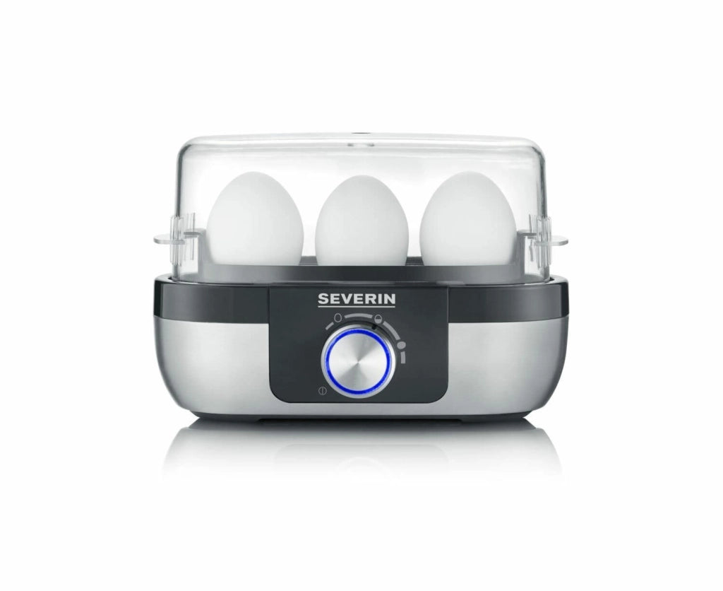 Severin EK3163 Cuociuova 3 Uova Acciaio Inox con Spegnimento Automatico e Allarme Colore Nero